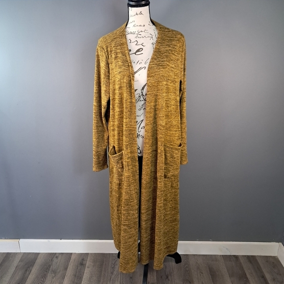 Lularoe Sarah Womend Long Cardigan Sweater Duster Mustard Yellow Size Medium - Picture 1 of 7